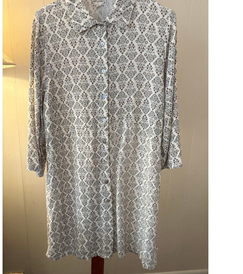 Cloth & Portrait Linen Shirt Dress Sz XL